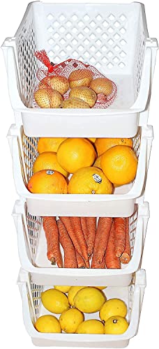 Plastic Stackable Storage Bins for Pantry - 4-Pack