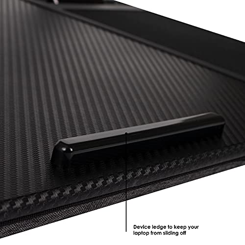 Home/Office Lap Desk w/ Device Ledge, Mouse Pad, & Phone Holder - Black -Fits Up to 15.6 Inch Laptops