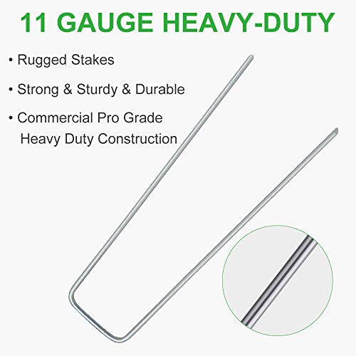 100 Packs Heavy Duty 11 Gauge Galvanized Steel Garden Stakes Staples