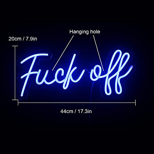 Neon Sign Fuck Off Blue Neon Lights for Wall Decoration USB/Switch Operated