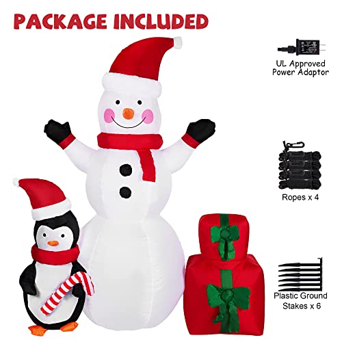 6 FT Christmas Inflatable Snowman and Penguin w/ LEDs