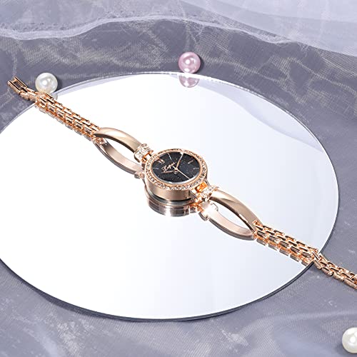 Elegant Rose Gold/Silver Watch & 3 Bracelets Set for Women