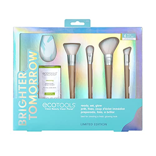 Wake Up & Makeup Brush & Sponge Set, 10 Piece Holiday Gift Set