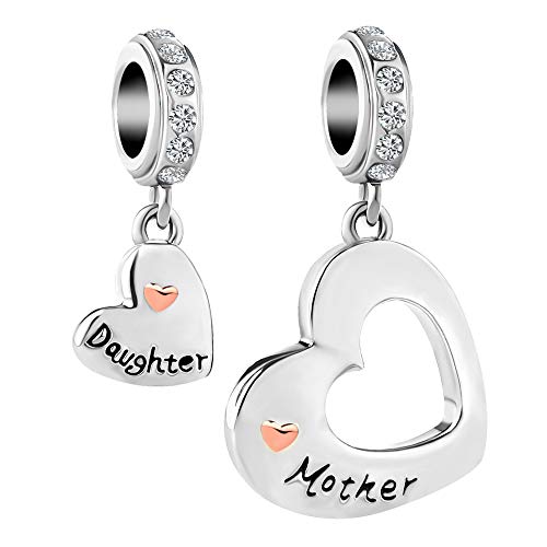 Mother- Daughter - Son Love Heart Charm Beads For Snake Chain Bracelet