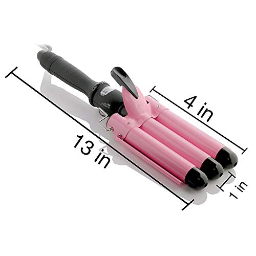 Three Barrel Curling Iron Wand w/ LCD Temperature Display