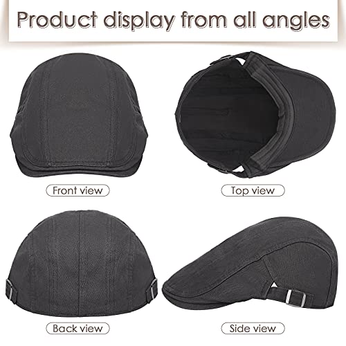 3 Pieces Mens Newsboy Flat Cap Newsies Hat Adjustable Ivy Cadet Cabbie Cap