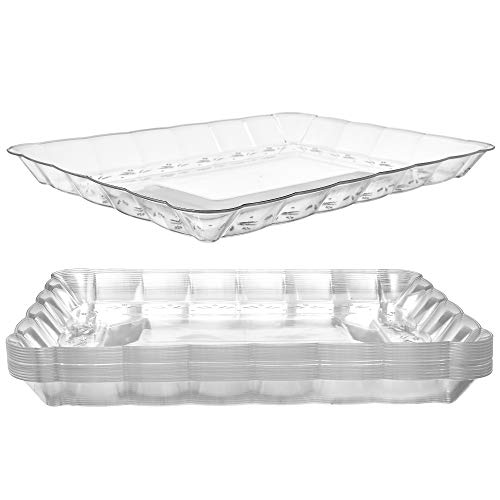 12 Disposable Plastic Serving Trays – | 9"X13" | Rectangular