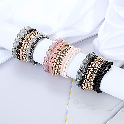 4 Sets Multilayer Stackable BOHO Bracelets for Women