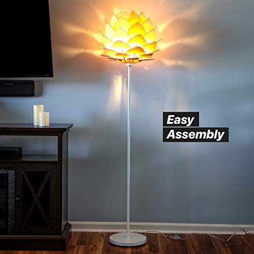 LED Floor Lamp, Great w/ Multi-Panel Wooden Shade