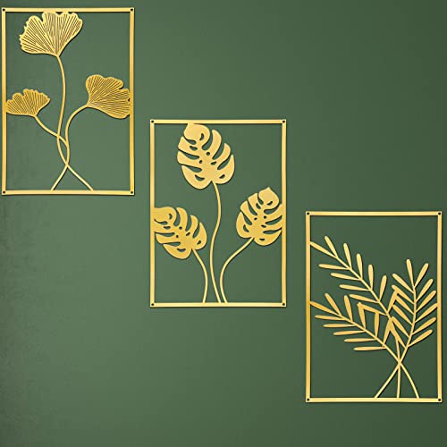 3 Pcs Metal Leaf Wall Decoration