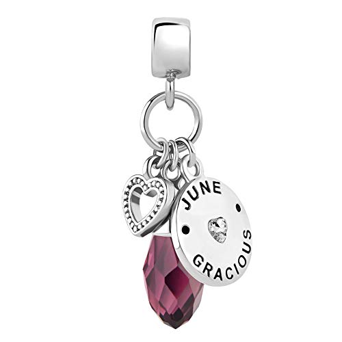 Jewelry Birthday Heart Love Simulated Birthstone Charms for Bracelets