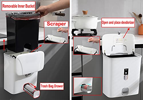 Compost Bin w/ Inner Barrel for Counter Top or Under Sink,10 Liter Trash Bin w/ Lid