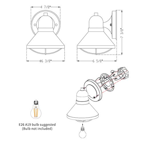 2-Pack Outdoor  Wall Sconce in Powder Coated Finish (Black)