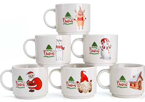 Large Christmas Coffee Mugs Set of 6- 14OZ