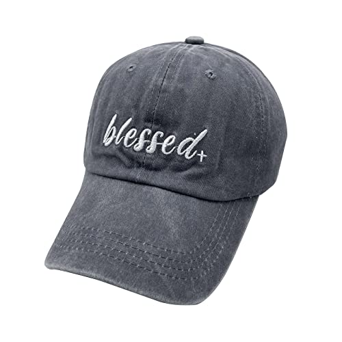 Embroidered Blessed Washed Cotton Baseball Cap for Men/Women