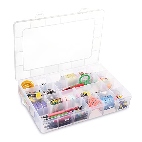 24 Grids Clear Plastic Organizer Box w/  Adjustable Dividers for Beads