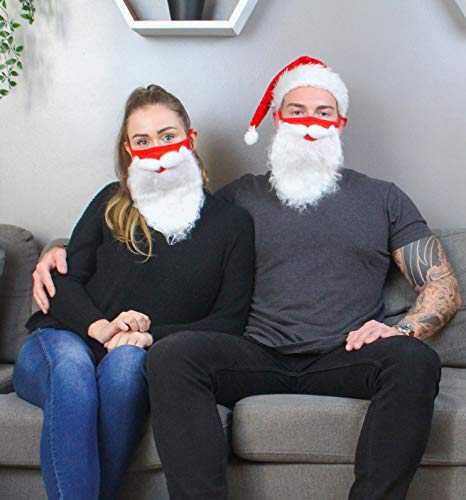 Christmas Face Mask Funny Bearded Santa Costume for Adults