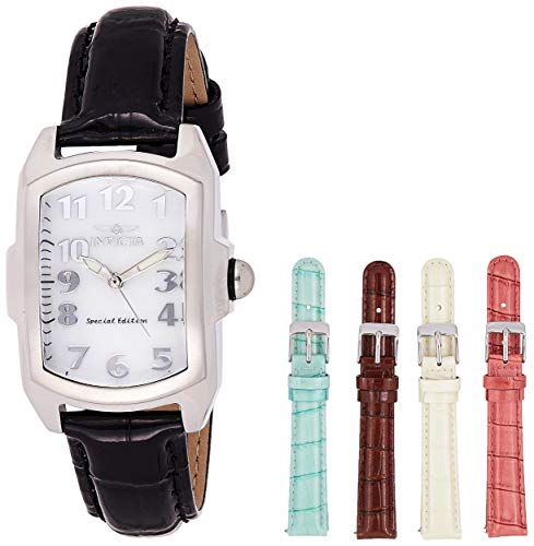 Mother-of-Pearl Dial Shiny Leather Interchangeable Watch Set