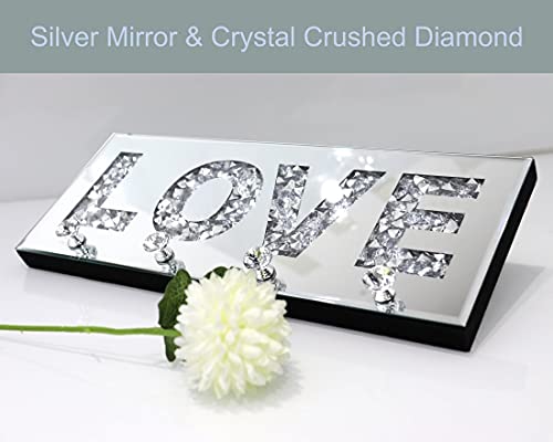Crush Diamond Mirrored Plaque Sign for Wall Decor & Key Holder