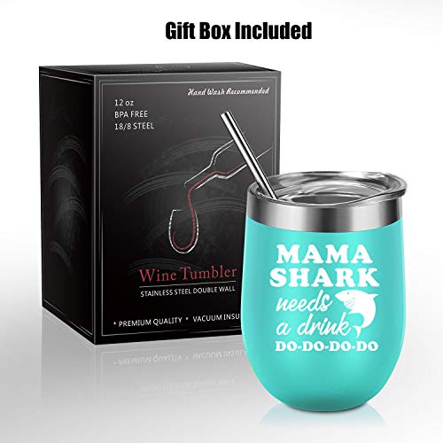 Wine Tumbler Mommy Shark Cup for Mothers Day/Birthday Gift