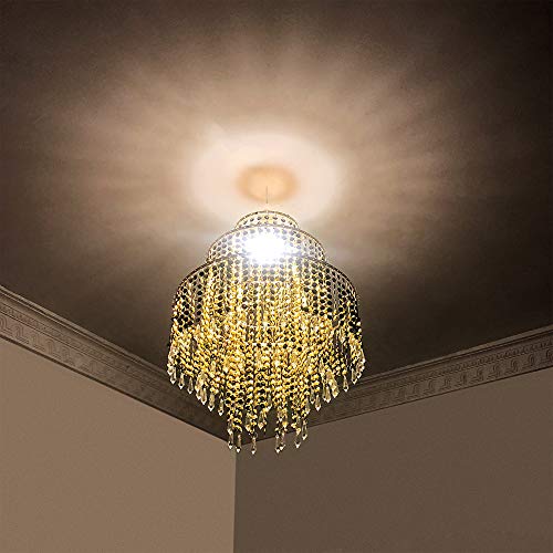 3 Tier Acrylic Chandelier Shade, Ceiling Light w/ Crystal Beads 12.6 inches Diameter