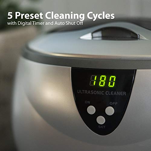 Professional Ultrasonic Jewelry Cleaner w/ Digital Timer for Eyeglasses, Rings, Coins