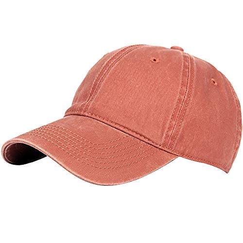 Unisex Baseball Cap Adjustable Washed Dyed Cotton Ball Hat (One Size)