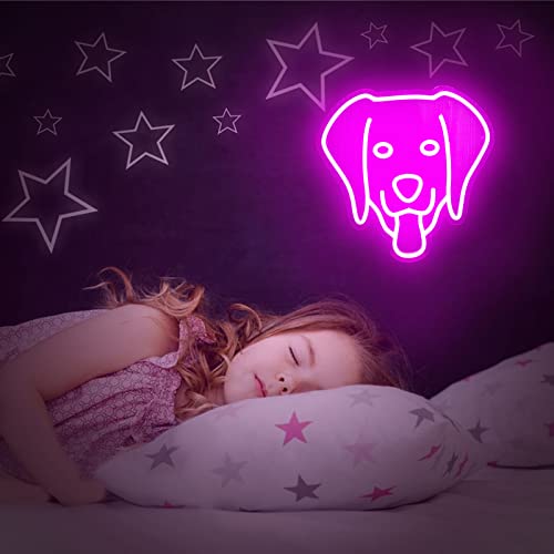 Cute Dog Neon Signs for Decoration,Pink -12in x 12in Acrylic USB Powered