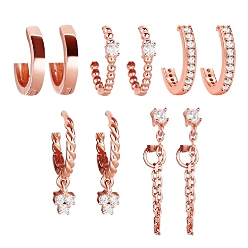 5 Pairs Huggies Hoop Earrings Set for Women