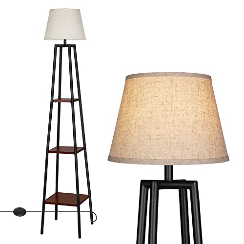 65" Farmhouse Floor Lamp w/ 3 Tiers Shelves