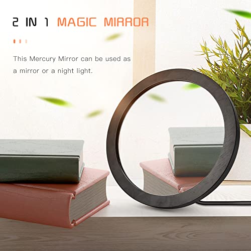 Round Wall Mirror w/ 3 Brightness LED Lights & 3 Effect Mode, Standing or Wall-Mounted