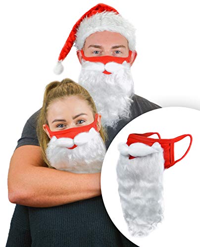 Christmas Face Mask Funny Bearded Santa Costume for Adults