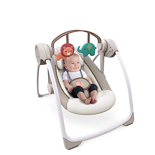 6-Speed Compact Portable Baby Swing w/ Music & Bar, Folds for Easy Travel