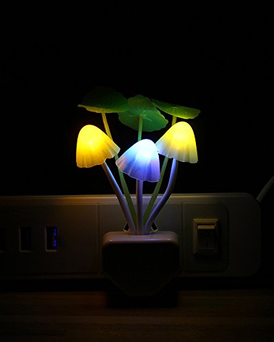 Sensor Led Night Light, Color Changing Plug-in Mushroom Dream Bed Lamp