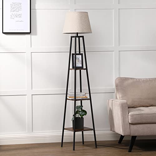 65" Farmhouse Floor Lamp w/ 3 Tiers Shelves