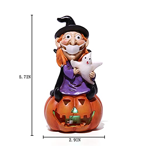 5.7-inch Resin Halloween Pumpkin Decoration, w/ LED Lights