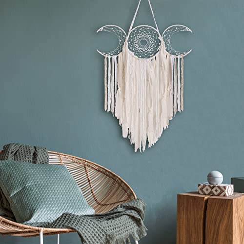 Triple Moon Goddess Dream Catcher, Handmade Unique Home Decoration