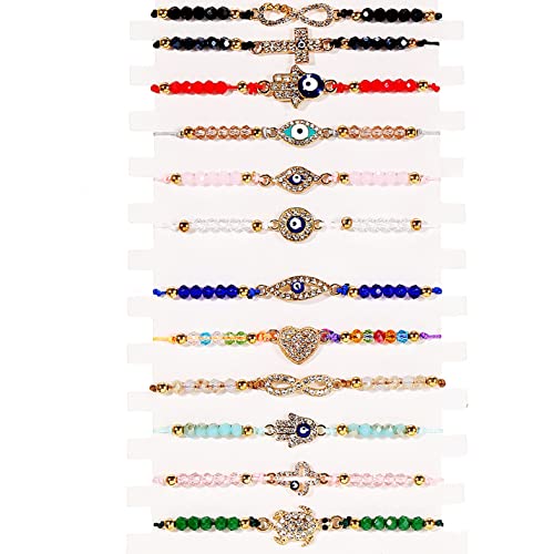 Colorful Evil Eye Bracelets Adjustable String knot Buckle Cross