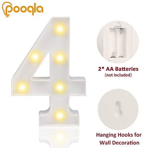 Decorative Led Light Up Numbers -White Plastic Marquee Numbers Battery Operated