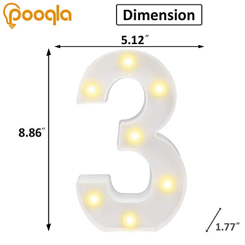 Decorative Led Light Up Numbers -White Plastic Marquee Numbers Battery Operated