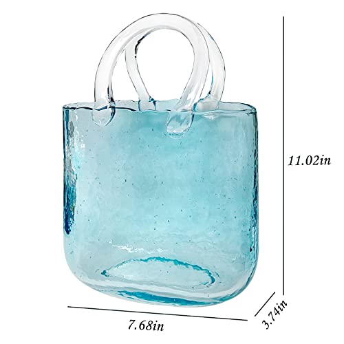 Vase for Flowers Clear Glass Bag Vase Unique Flower Vase Decorative Fish Bowl Handbag Cute Vase Bubble