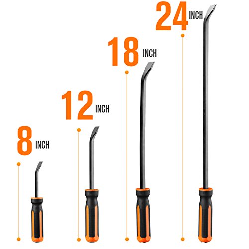 Pry Bar Set, Heavy Duty Mechanic Hand Tools Thicker Strike Cap Handle, Black Orange