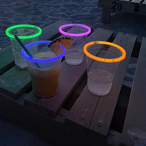 20 GLOWING PARTY CUPS 16 oz Plastic Clear Disposable Glow Stick Cup for Party Supplies