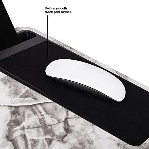 Home/Office Lap Desk w/ Device Ledge, Mouse Pad, & Phone Holder - Black -Fits Up to 15.6 Inch Laptops