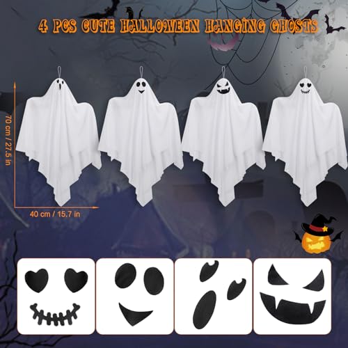 Halloween Hanging Ghost Outdoor Decorations,  Cute Hanging Ghosts Halloween Decor Outdoor,
