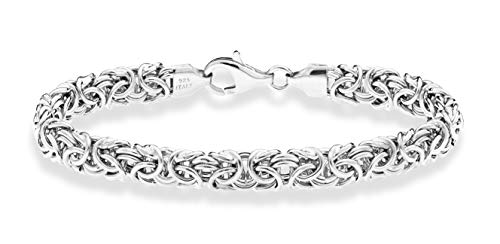 Sterling Silver Byzantine Bracelet for Women, Handmade in Italy (Length 8 Inches)