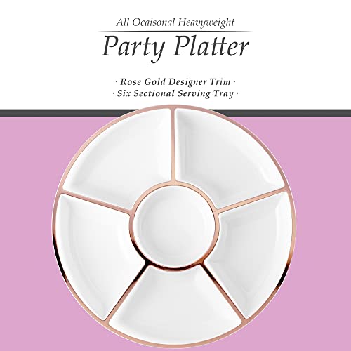 6 Sectional Round Plastic Serving Tray/Platter (8, Black)