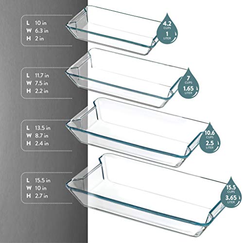 Superior Glass Casserole Dish- 4-Piece Rectangular Bakeware Set