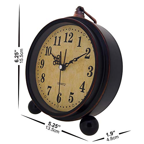 Vintage Alarm Clock, Analog Silent Small Desk Clock Battery Operated