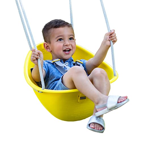 Your Child's First Swing w/ Blister Free Rope & 3-Point Safety Harness